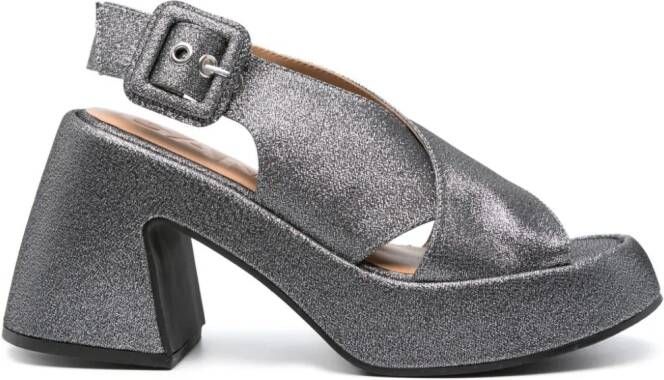 GANNI 95mm glitter sandals Silver