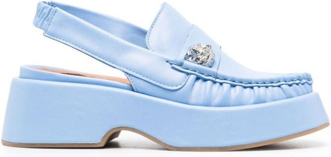 GANNI chunky leather mules Blue