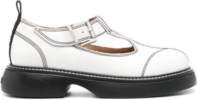 GANNI contrast-stitching flat pumps White