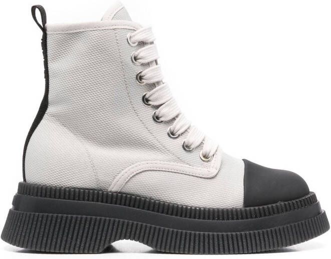 GANNI Creepers lace-up ankle boots Grey