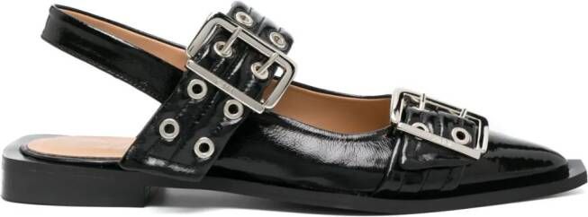 GANNI eyelet-detail slingback pumps Black