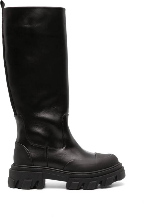 GANNI ruber toecap leather boots Black