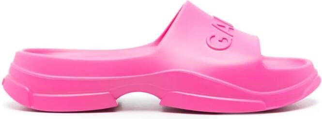 GANNI logo-embossed chunky slides Pink