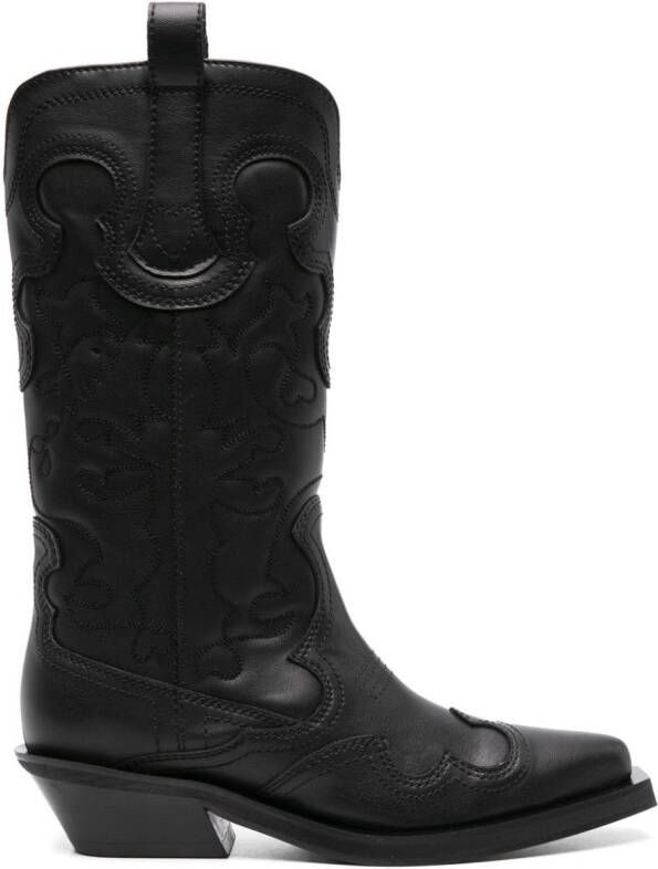 GANNI panelled calf-length boots Black