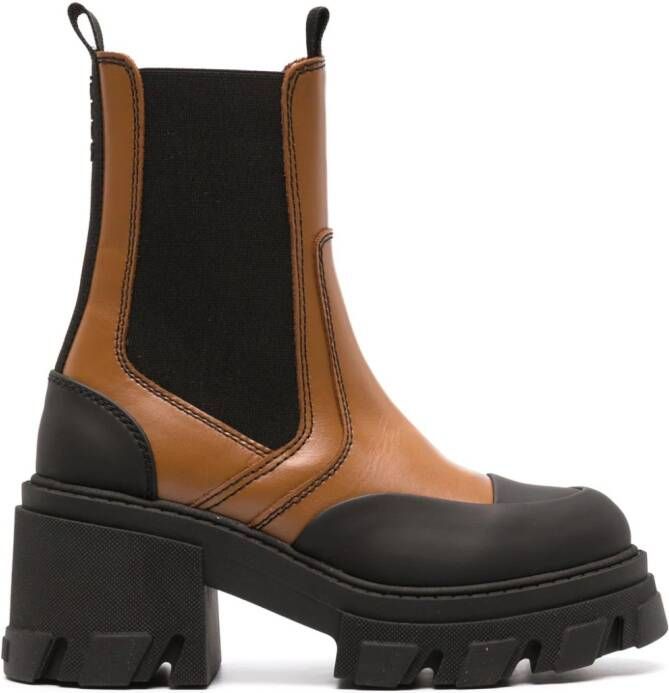 GANNI platform leather Chelsea boots Brown