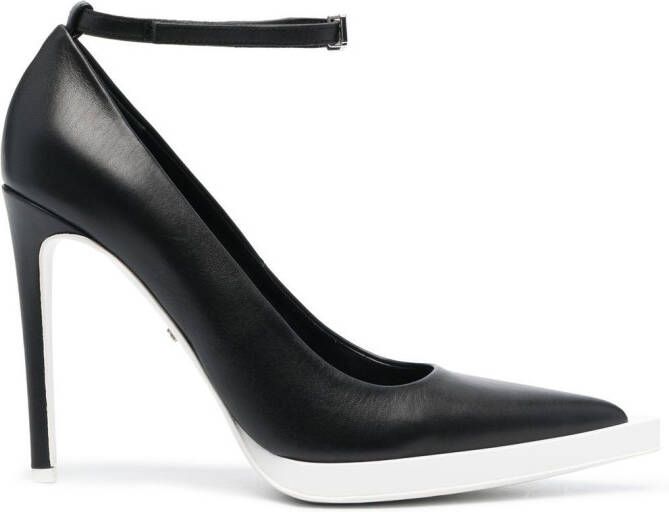 GCDS 110mm pointed leather pumps Black