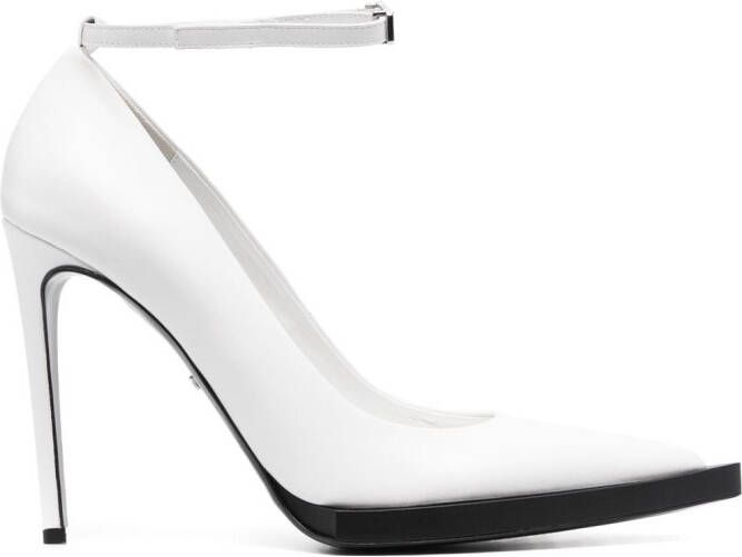 GCDS 110mm pointed leather pumps White