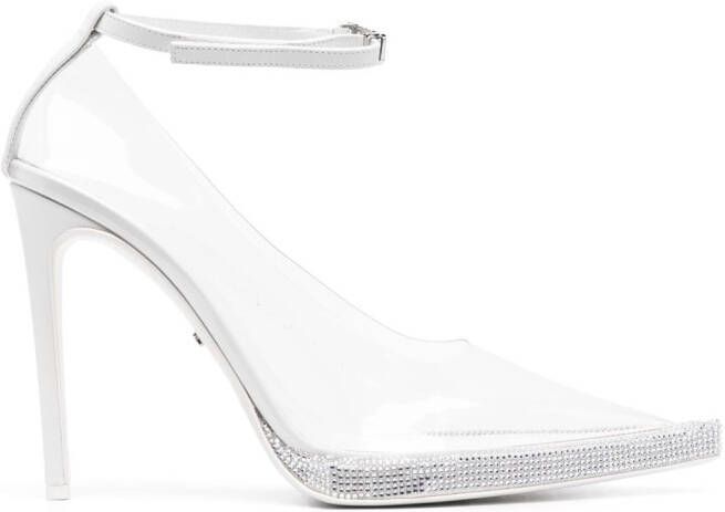 GCDS 125mm crystal-embellished leather pumps White