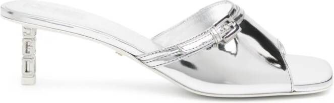 GCDS 60mm mirrored leather sandals Silver