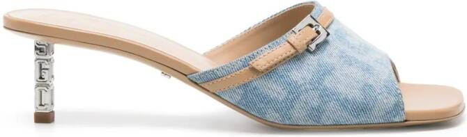 GCDS 60mm monogram-pattern leather sandals Blue