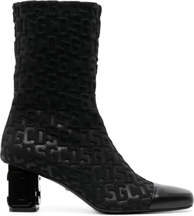 GCDS 75mm monogram-pattern ankle boots Black