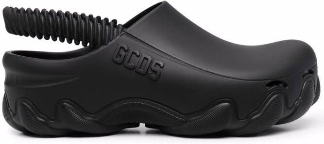 GCDS embossed-logo slingback clogs Black