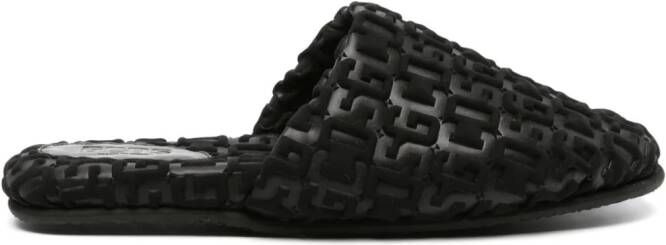 GCDS logo-embossed monogram slippers Black