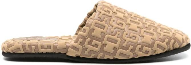 GCDS logo-embossed monogram slippers Brown