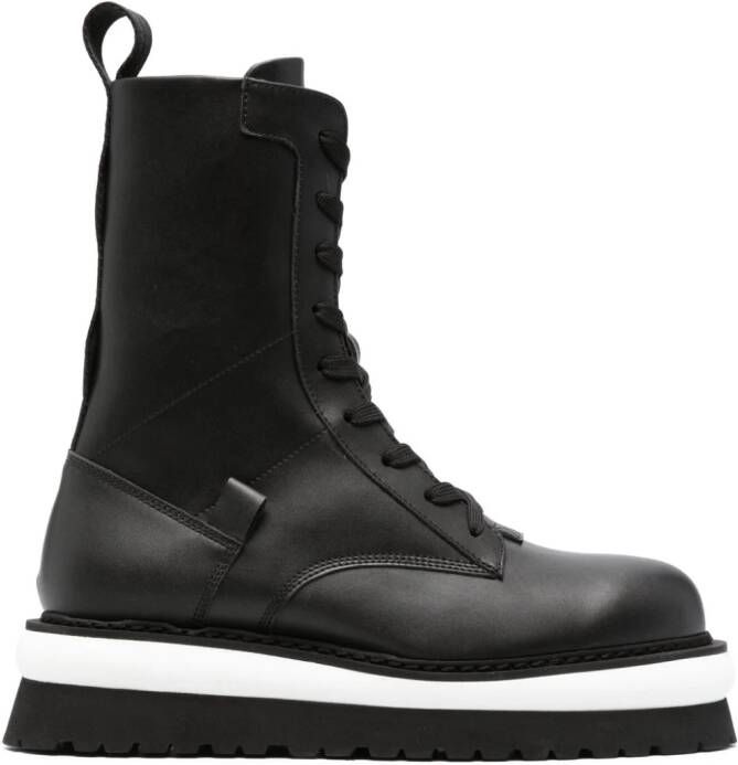 GCDS logo-lettering leather boots Black