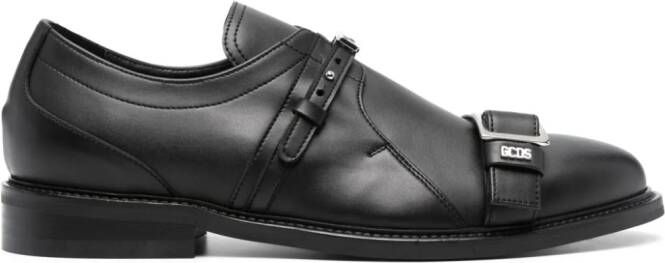 GCDS logo-lettering leather derby shoes Black