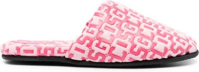 GCDS monogram-pattern round-toe slippers Pink