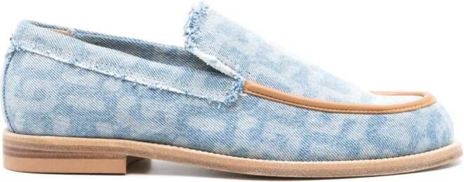 GCDS monogram-print denim loafers Blue