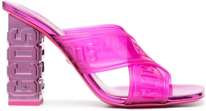 GCDS translucent criss-cross sandals Pink