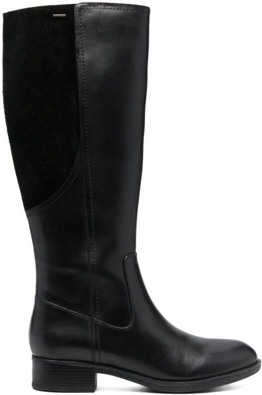 Geox Felicity leather-suede knee-high boots Black