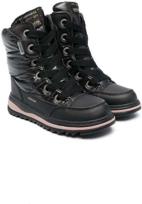 Geox Kids 35mm lace-up leather boots Black