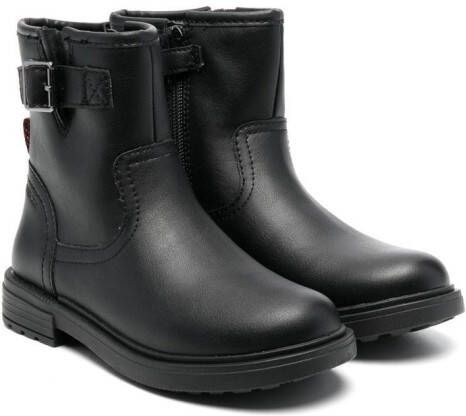 Geox Kids buckle-strap faux-leather ankle boots Black