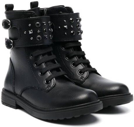 Geox Kids Eclair studded lace-up boots Black