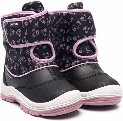 Geox Kids Flanfil printed snow boots Black