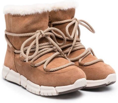 Geox Kids Flexyper AB suede snow boots Brown