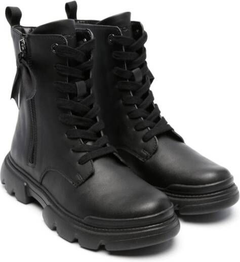 Geox Kids Junette combat lace-up boots Black