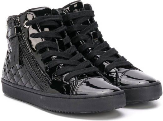 Geox Kids Kalispera patent high top sneakers Black
