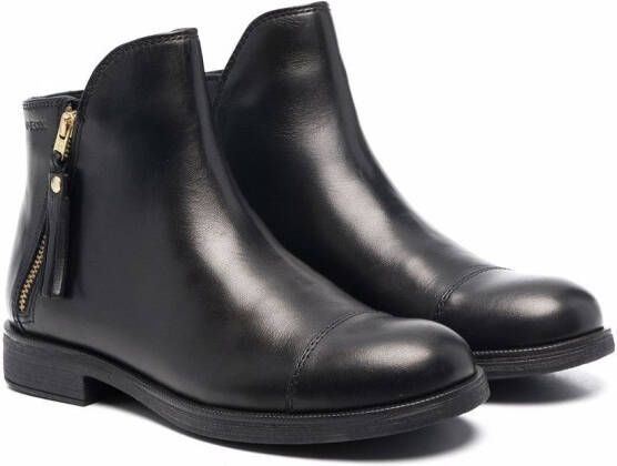 Geox Kids leather flat ankle boots Black