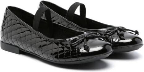 Geox Kids Plie high-shine ballerina shoes Black