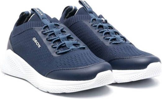 Geox Kids Sprintye knit-detail sneakers Blue