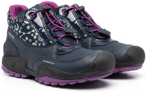 Geox Kids star-print ankle-length boots Blue