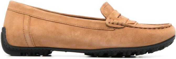 Geox panelled-design suede loafers Brown