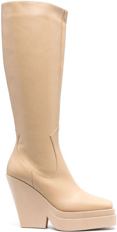 GIABORGHINI 120mm knee-high leather boots Neutrals