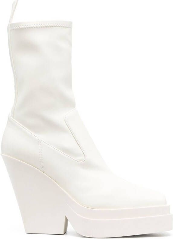 GIABORGHINI 120mm tapered-heel leather boots White
