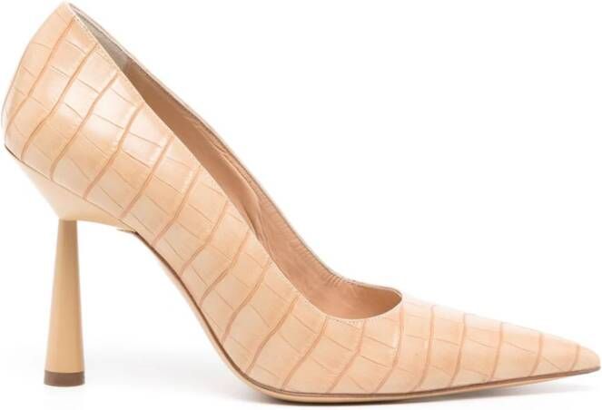 GIABORGHINI Balantine 100mm crocodile-effect pumps Neutrals