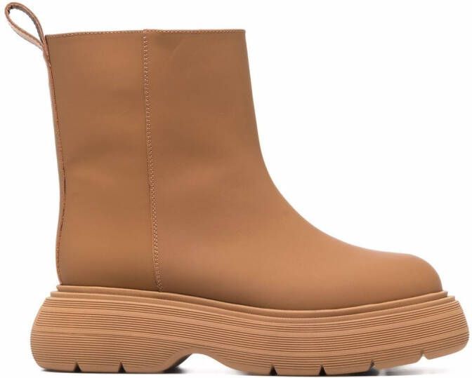 GIABORGHINI chunky sole leather ankle boots Brown