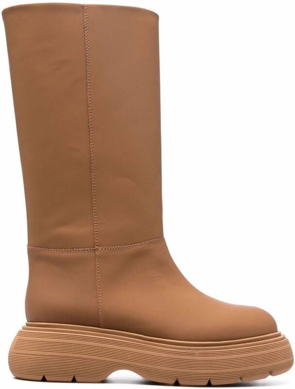 GIABORGHINI chunky sole leather boots Brown