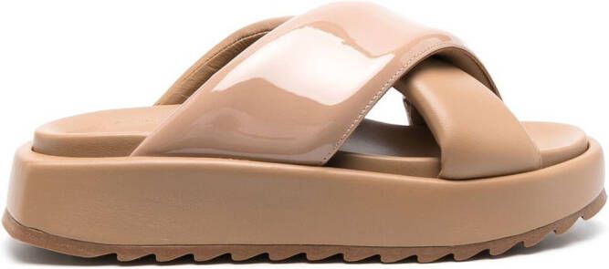 GIABORGHINI crossover-strap slides Neutrals