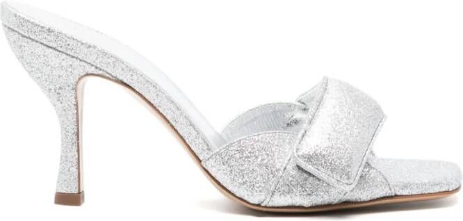 GIABORGHINI glitter-detailing 80mm leather sandals Silver