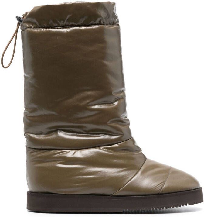 GIABORGHINI patent padded knee-high boots Brown