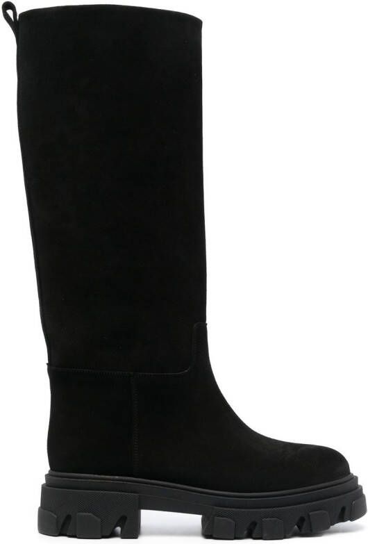 GIABORGHINI Perni Tubular suede knee-high boots Black
