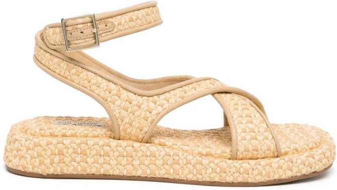 GIABORGHINI raffia ankle-strap sandals Brown
