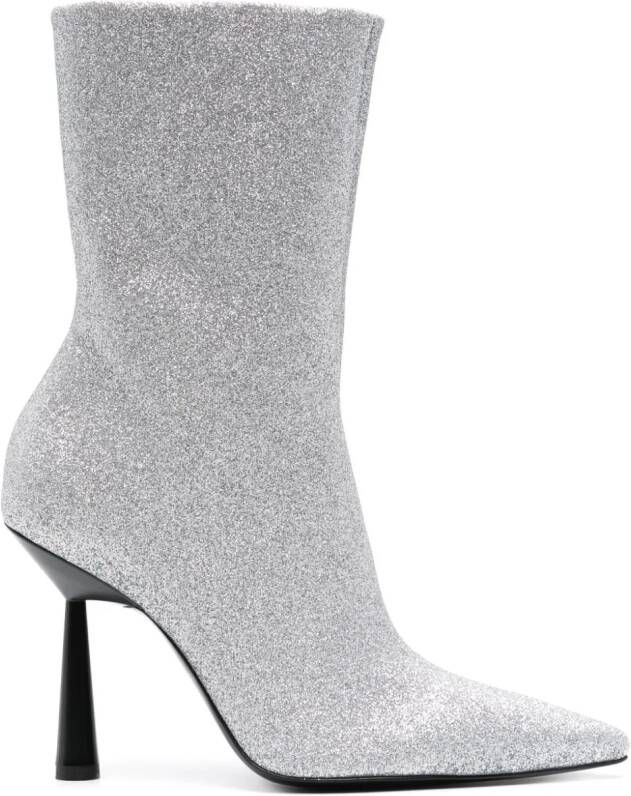 GIABORGHINI Rosie 100mm glittered ankle boots Silver