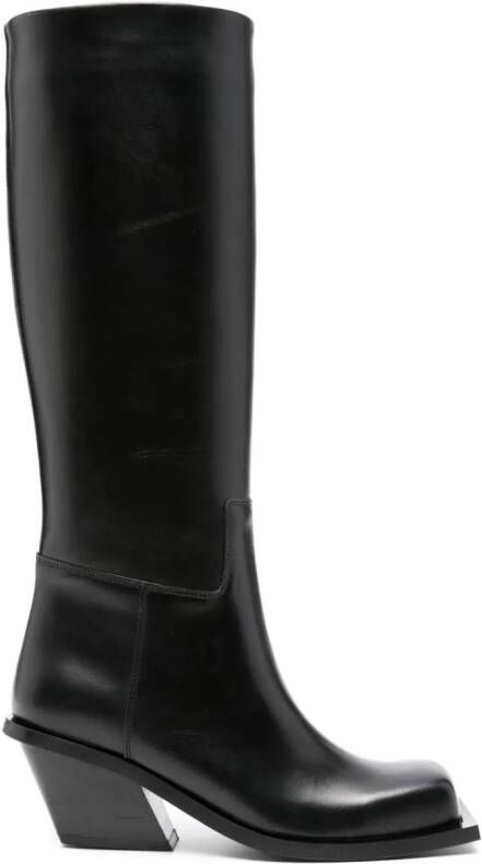 GIABORGHINI square-toe leather boots Black