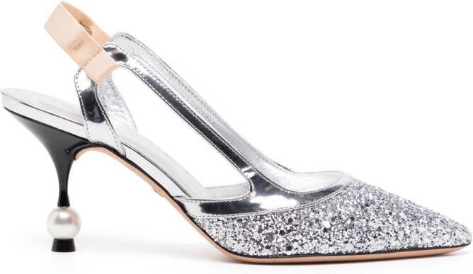 Giambattista Valli 75mm rhinestone-embellished pumps Silver
