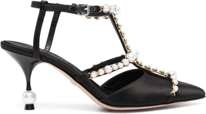 Giambattista Valli pearl-detail satin 85mm pumps Black